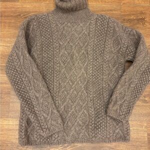 J. Crew Brown Cable Knit Turtleneck Sweater